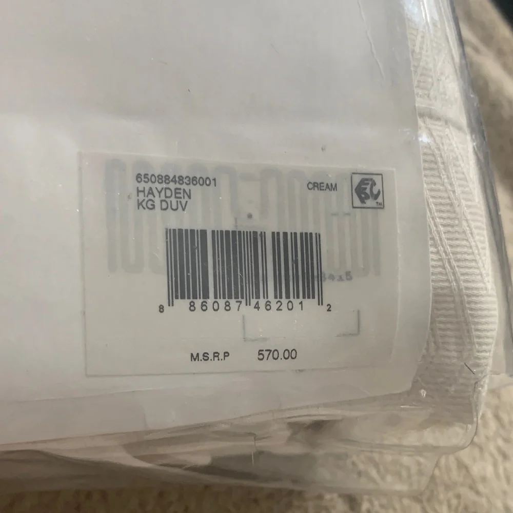 NEW Ralph Lauren Park Row HAYDEN Duvet Cover. King.‎ Cream. 100% Cotton